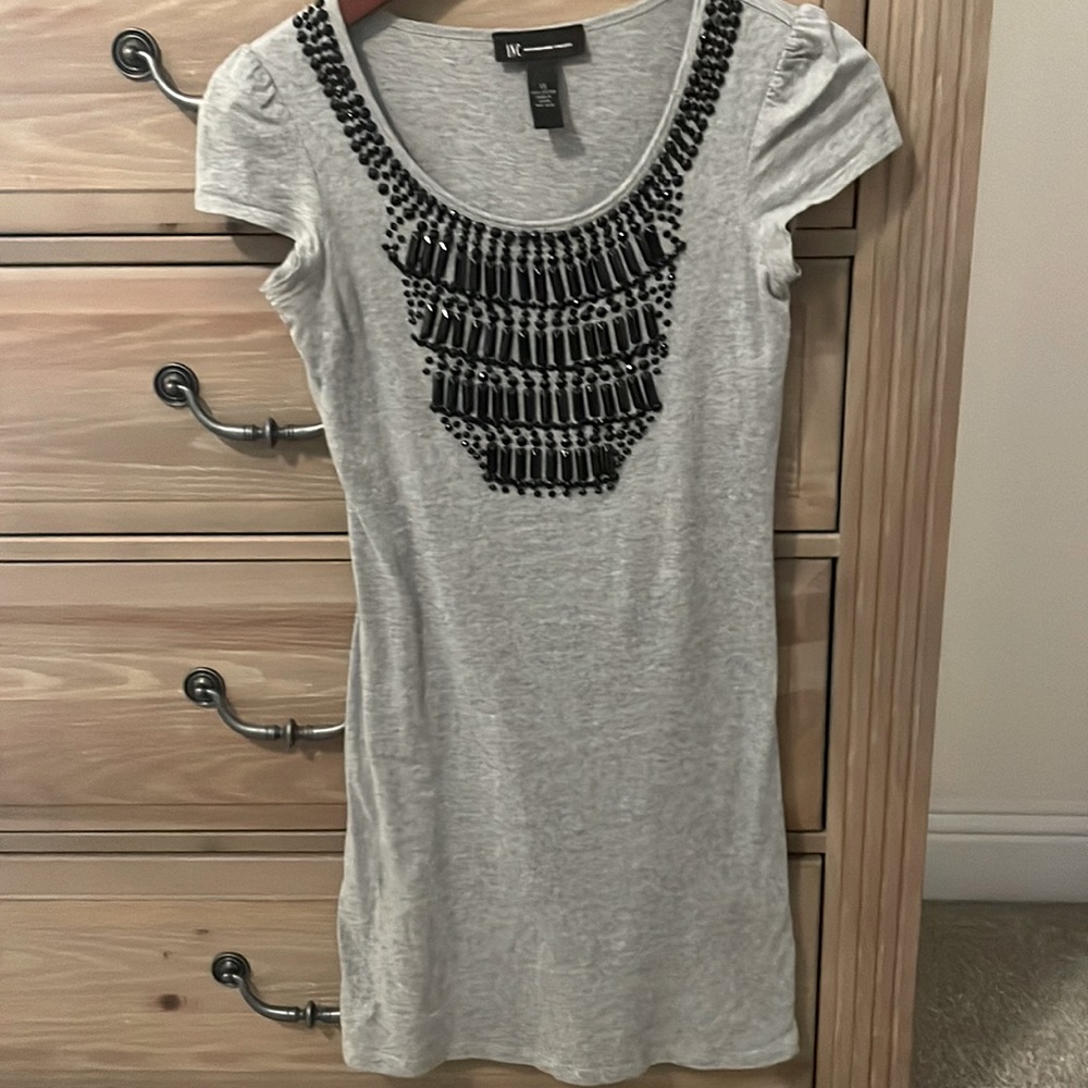 Grey mini dress with black detail size XS!